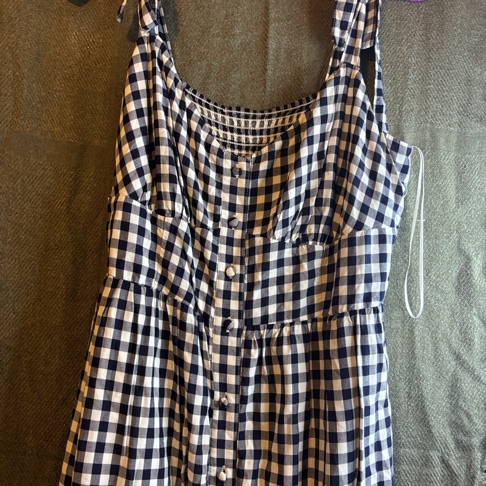J. Crew Navy and White Gingham Dress